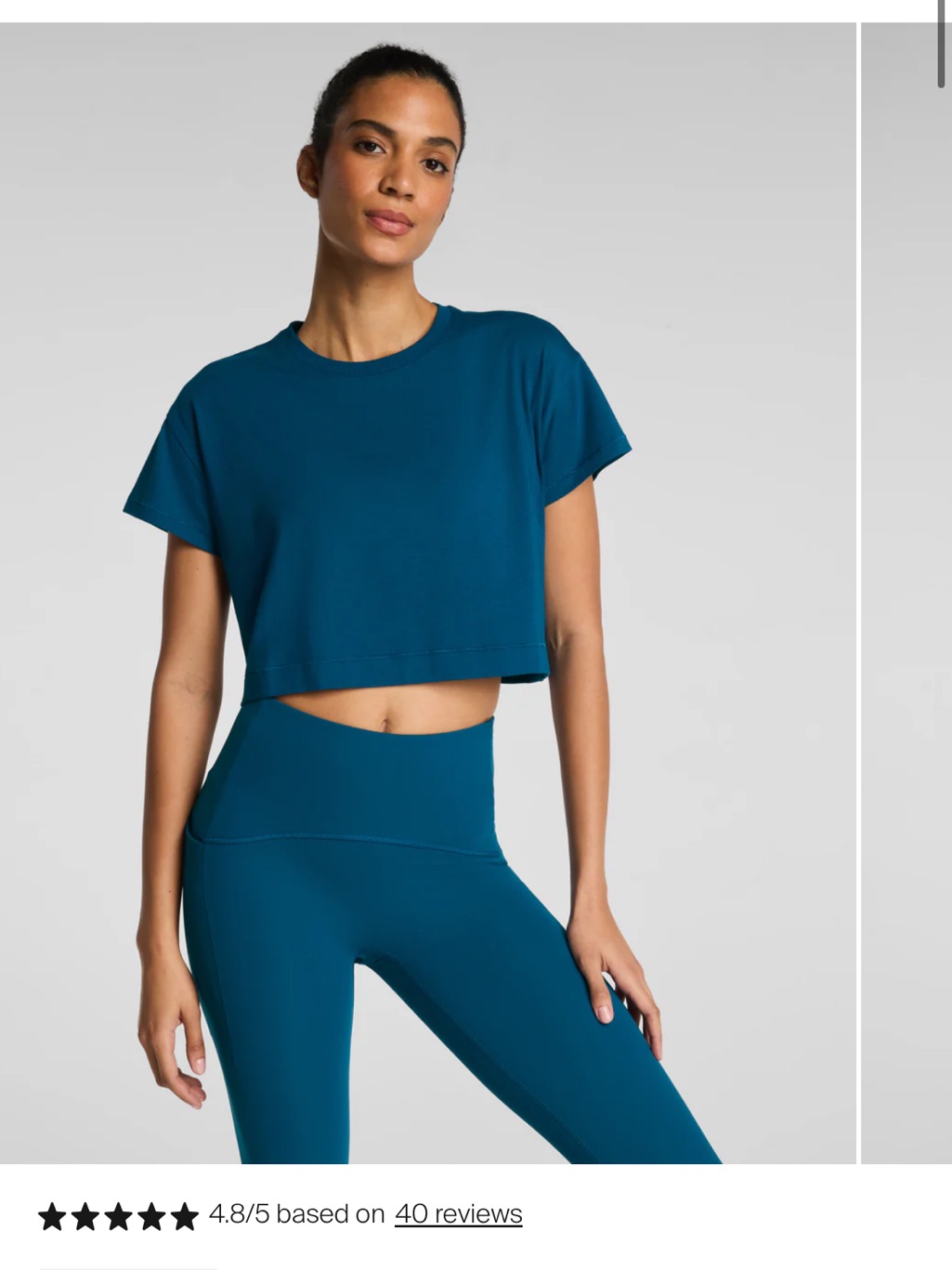 Spanx Boostup Women's Cropped Tee In Teal - L